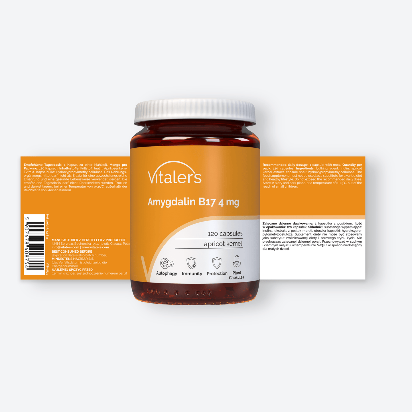 Vitaler's Ekstrakty Amigdalin B17 4 mg - 120 kapsułek