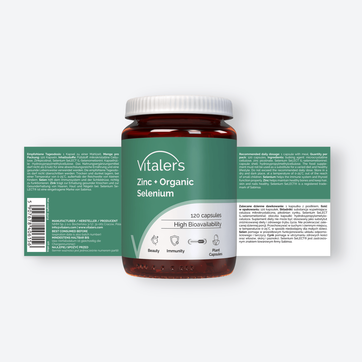 Vitaler's Minerały Cynk 15 mg + Selen 200 mcg - 120 kapsułek