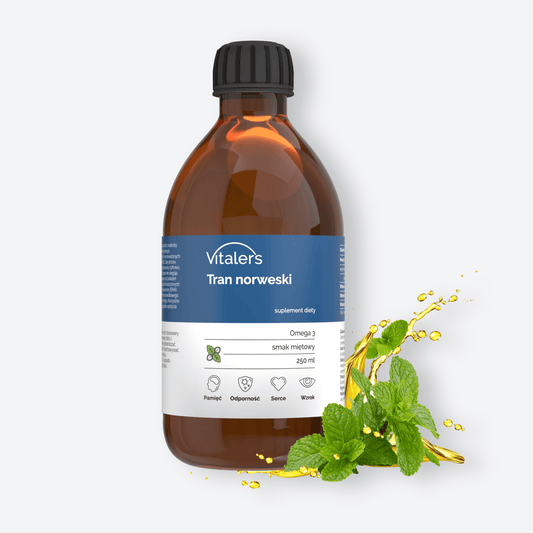 Vitaler's Omega Miętowy Tran Norweski Omega-3 1200 mg - 250 ml