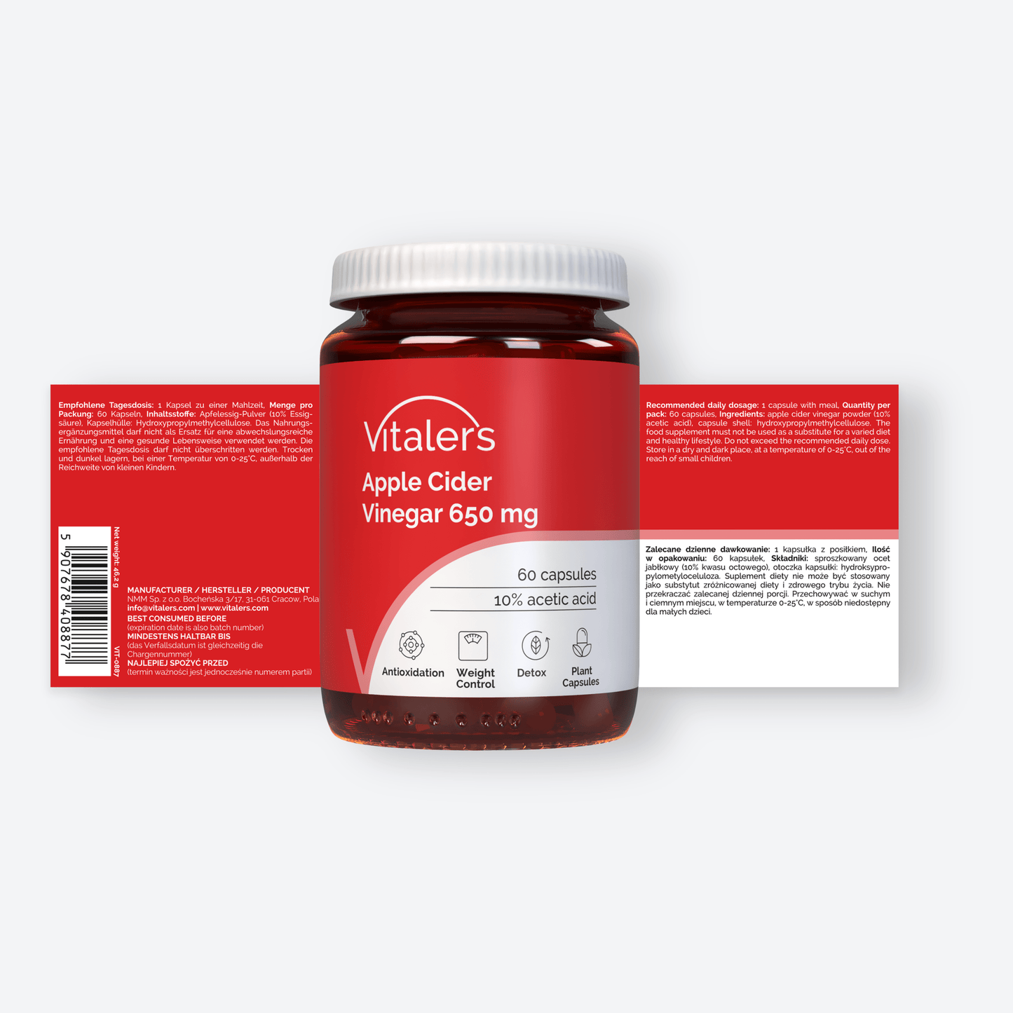 Vitaler's Specjalistyczne Ocet jabłkowy 650 mg - 60 kapsułek