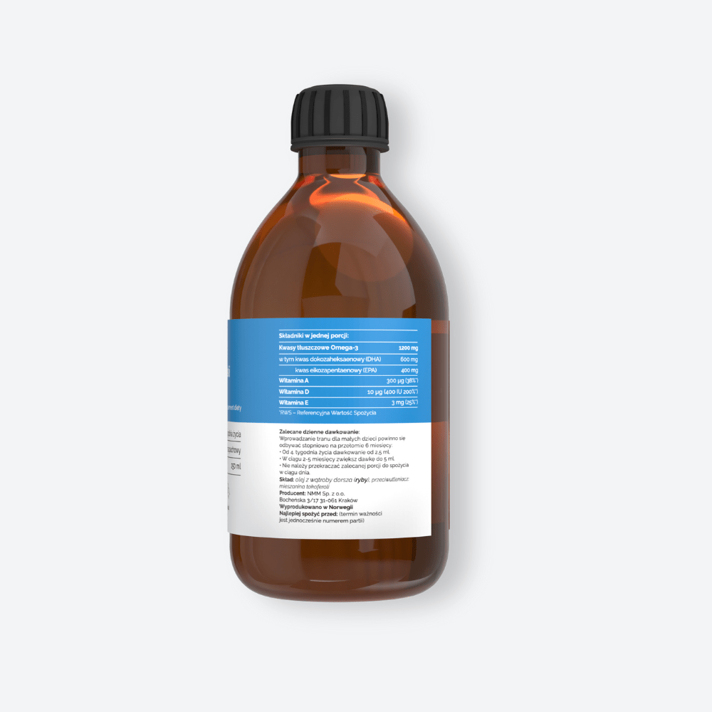 Tran Norweski Junior Omega-3 1200 mg dla dzieci - 250 ml