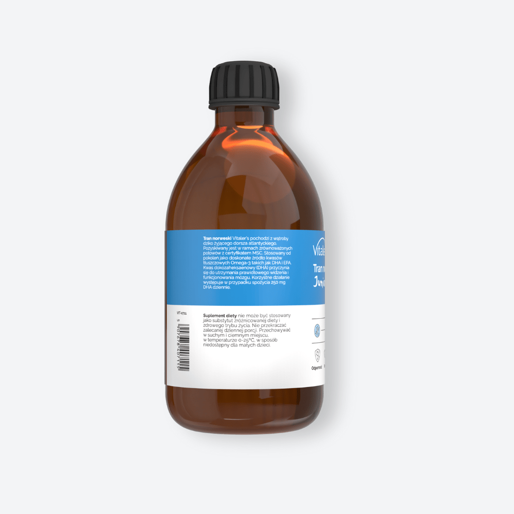 Tran Norweski Junior Omega-3 1200 mg dla dzieci - 250 ml
