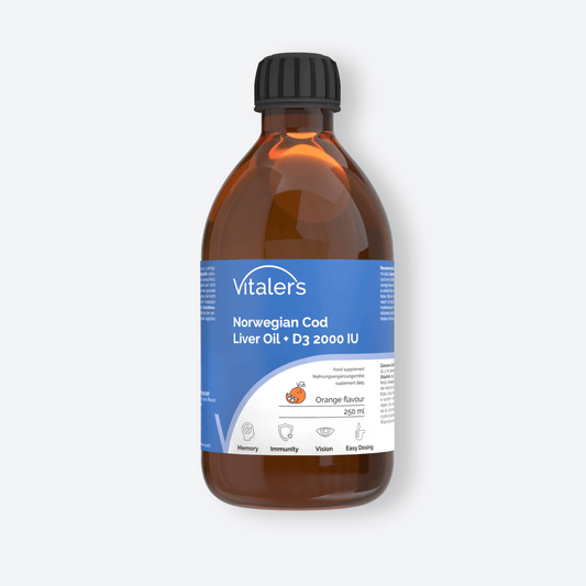 Vitaler's Omega Tran Norweski Omega-3 1200 mg + Witamina D3 2000 IU, Pomarańczowy - 250 ml