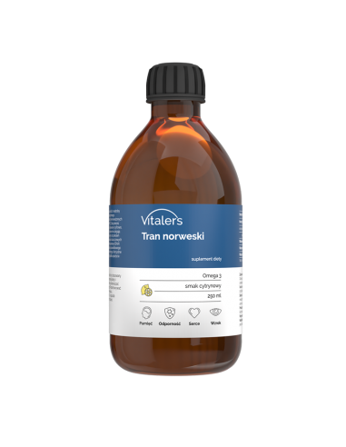Vitaler's Tran norweski Omega-3 1200 mg smak cytrynowy - 250 ml