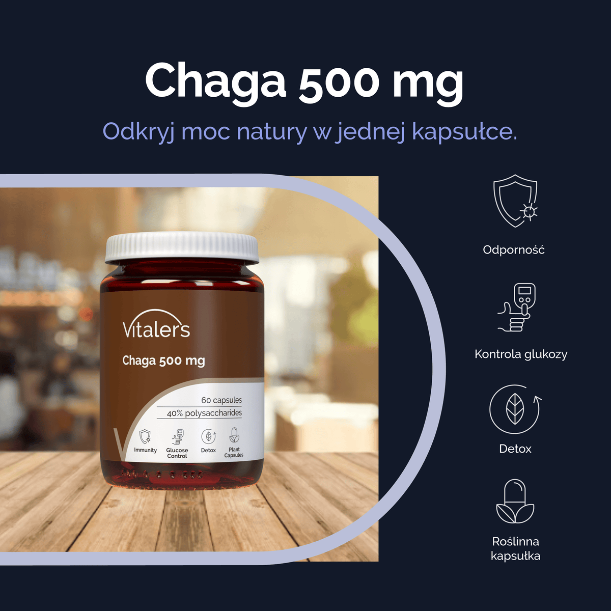 Vitaler's Ekstrakty Chaga 500 mg - 60 kapsułek