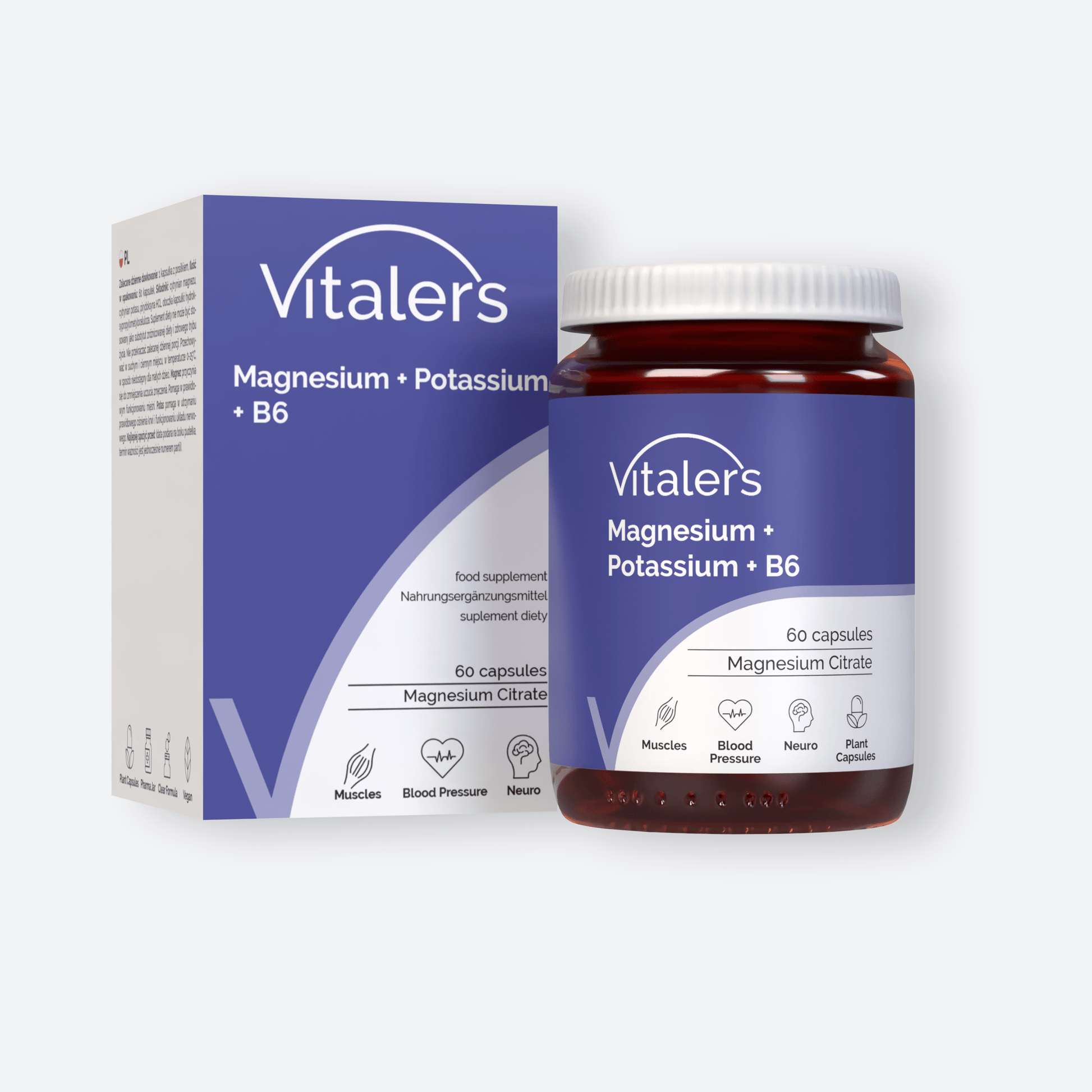 Vitaler's Minerały Magnez 100 mg + Potas 150 mg + Witamina B6 6 mg - 60 kapsułek