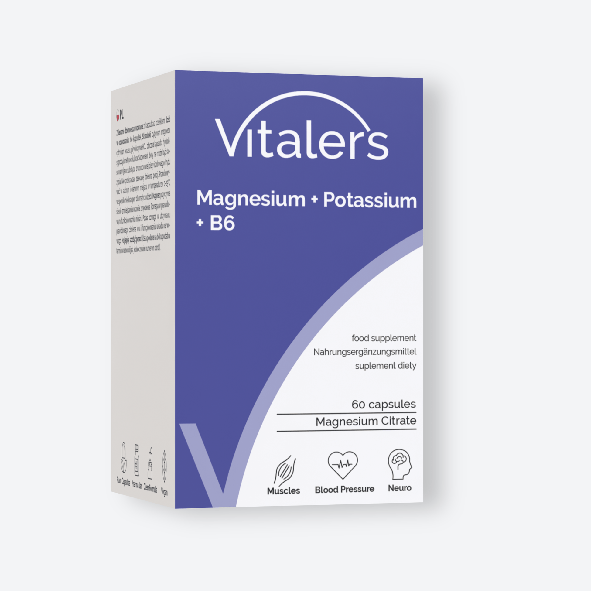 Vitaler's Minerały Magnez 100 mg + Potas 150 mg + Witamina B6 6 mg - 60 kapsułek