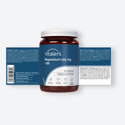 Vitaler's Minerały Magnez 125 mg + Witamina B6 6 mg - 60 kapsułek