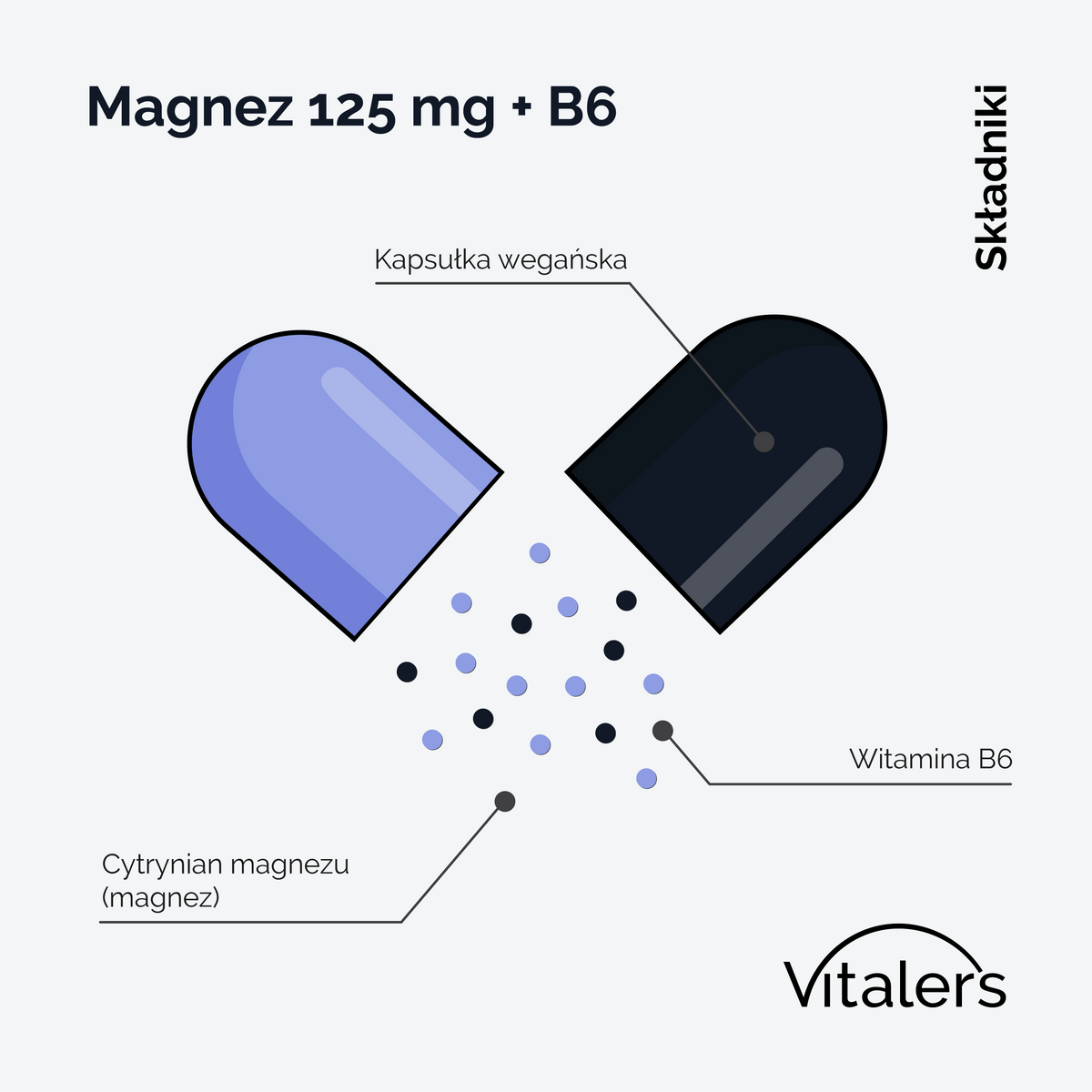 Vitaler's Minerały Magnez 125 mg + Witamina B6 6 mg - 60 kapsułek