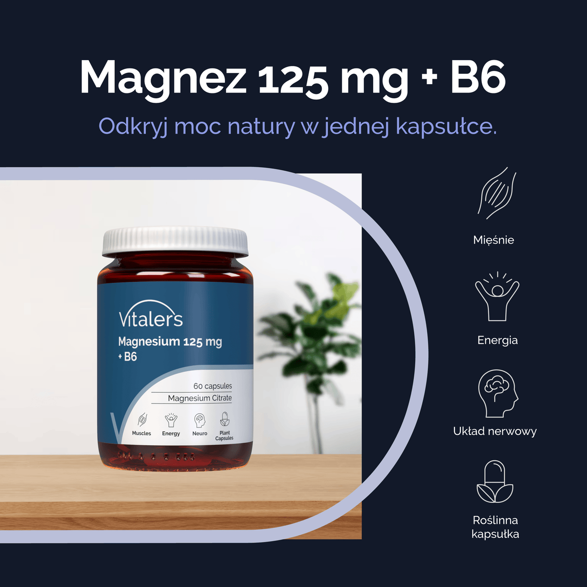 Vitaler's Minerały Magnez 125 mg + Witamina B6 6 mg - 60 kapsułek