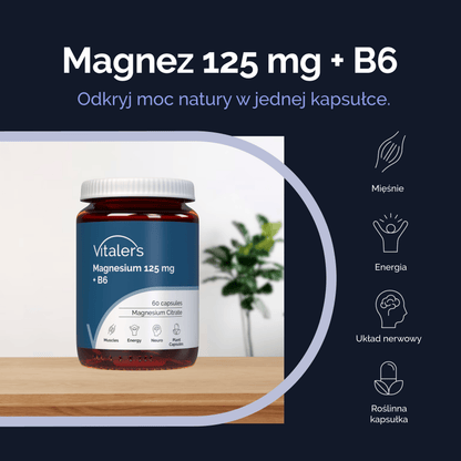 Vitaler's Minerały Magnez 125 mg + Witamina B6 6 mg - 60 kapsułek