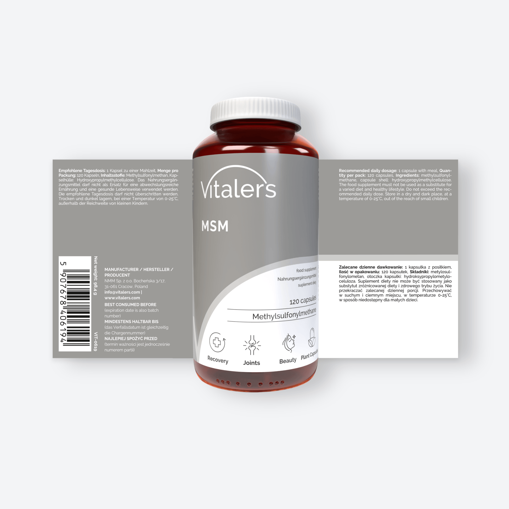 Vitaler's Specjalistyczne MSM (Siarka organiczna) 700 mg - 120 kapsułek