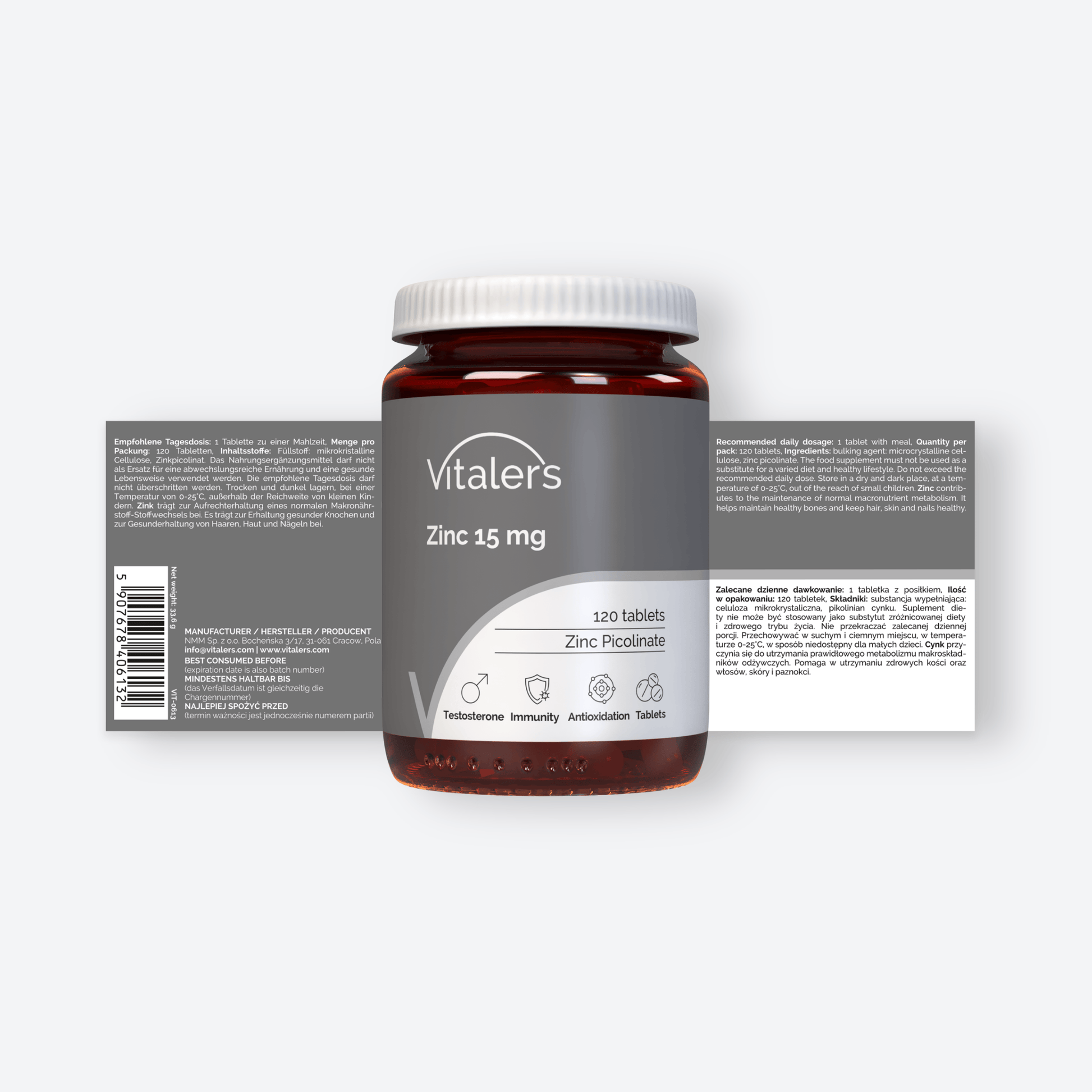 Vitaler's Minerały Pikolinian Cynku 15 mg - 120 tabletek