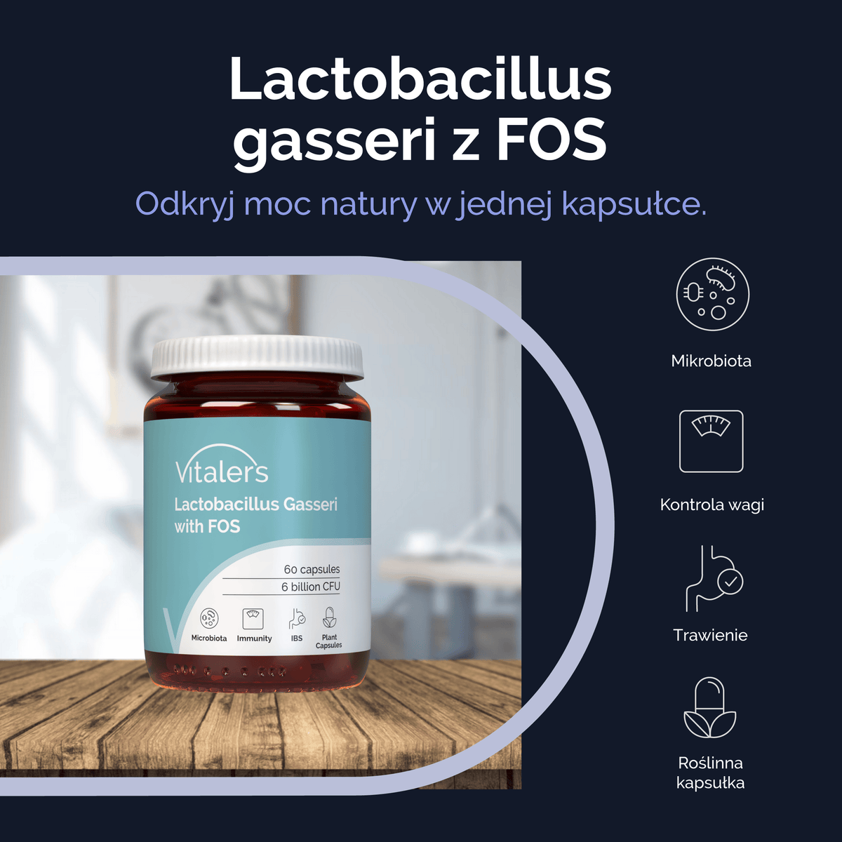 Vitaler's Probiotyki Probiotyk Lactobacillus Gasseri z FOS - 60 kapsułek