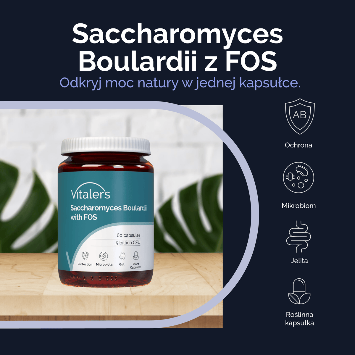 Vitaler's Probiotyki Saccharomyces Boulardii z FOS - 60 kapsułek