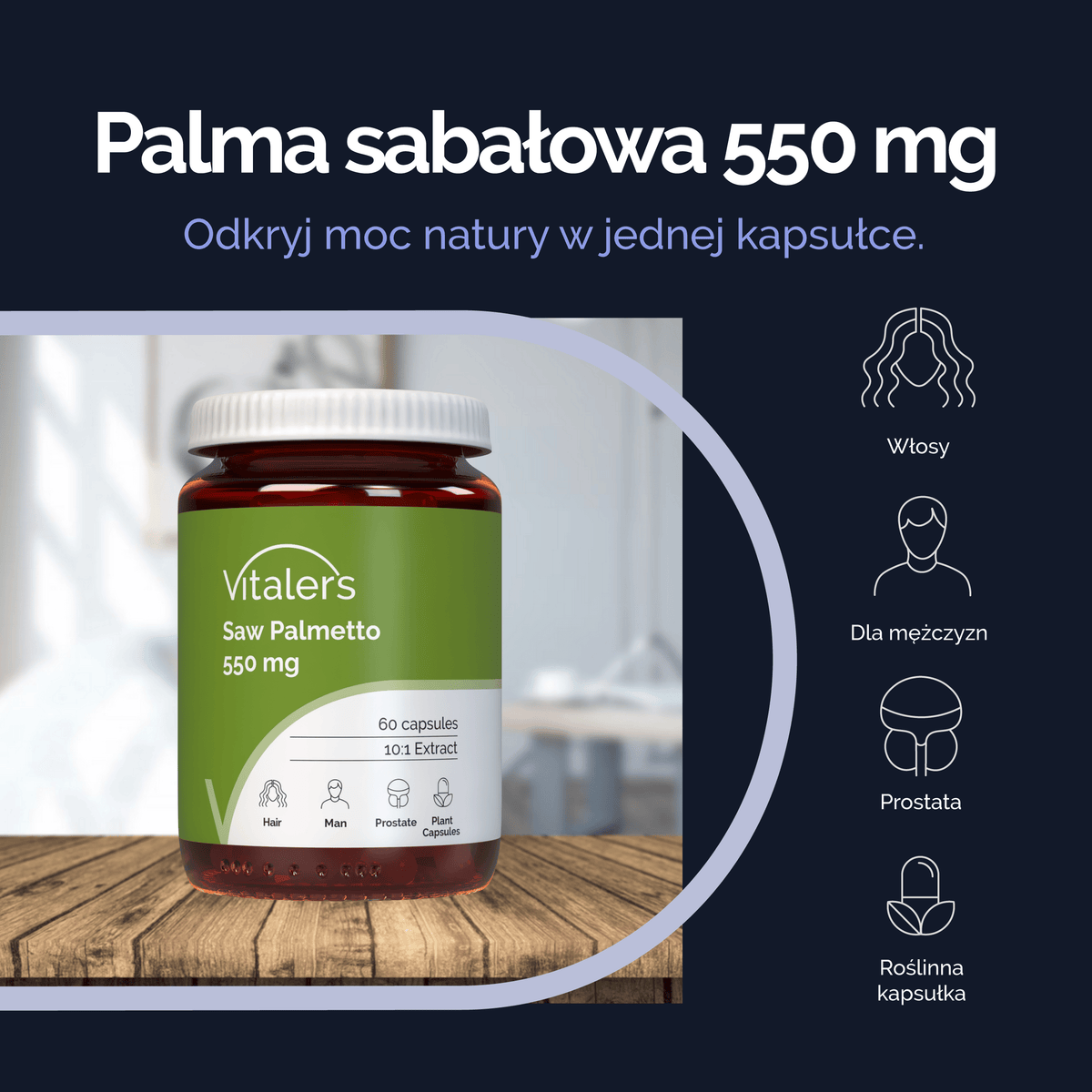 Vitaler's Ekstrakty Saw Palmetto 550 mg - 60 kapsułek