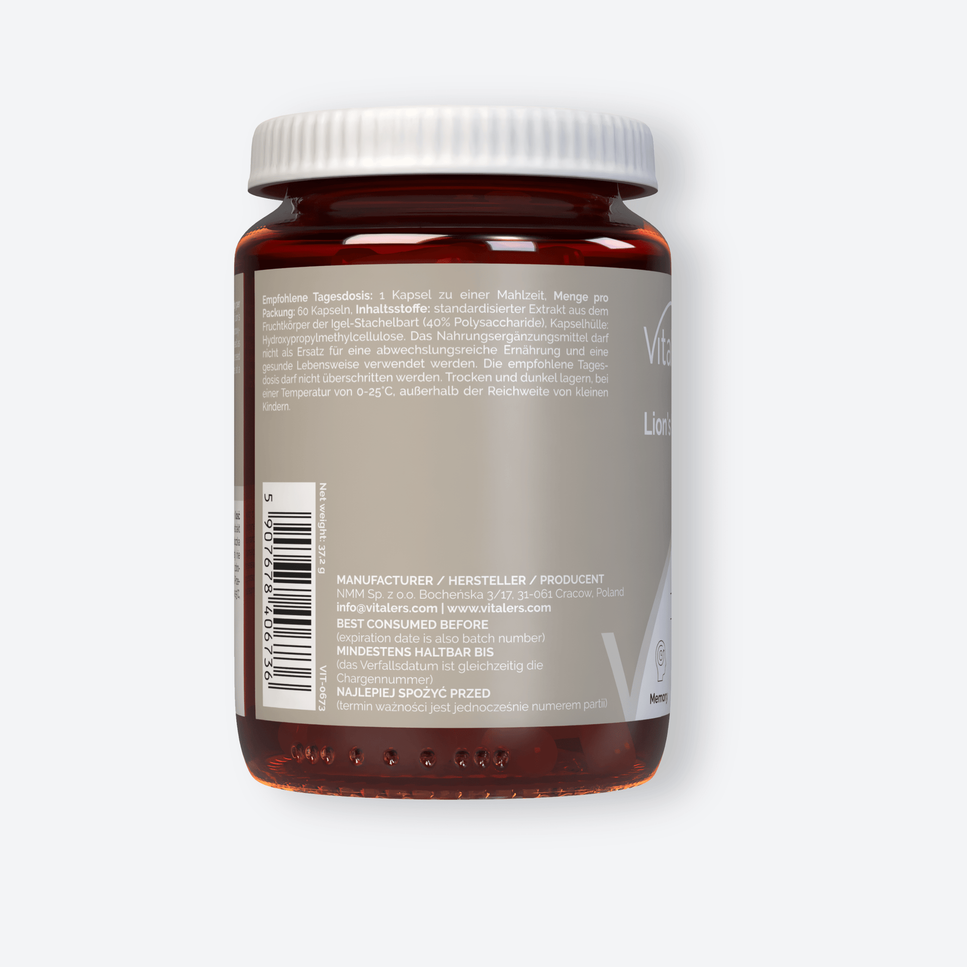 Vitaler's Ekstrakty Soplówka Jeżowata 500 mg - 60 kapsułek