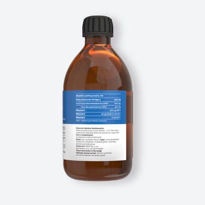 Tran Norweski Omega-3 1200 mg + Witamina D3 2000 IU, Pomarańczowy - 250 ml