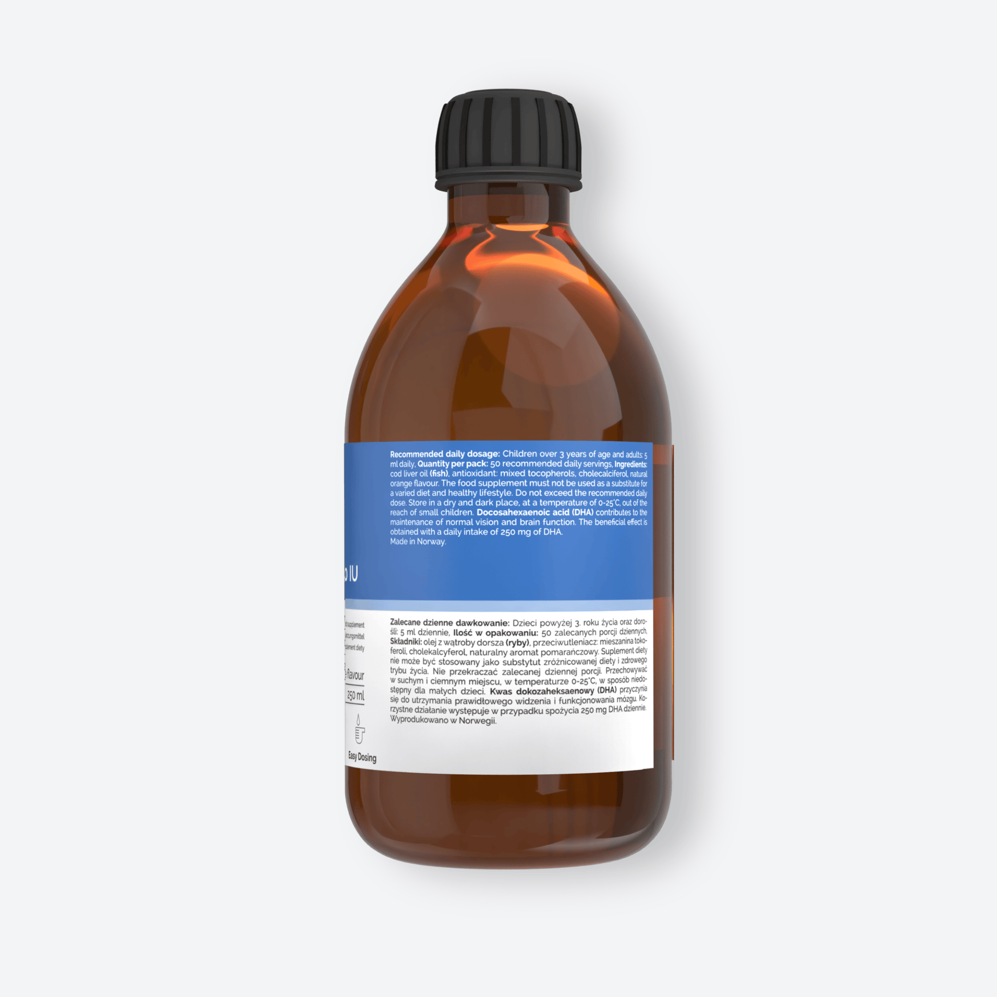 Vitaler's Omega Tran Norweski Omega-3 1200 mg + Witamina D3 2000 IU, Pomarańczowy - 250 ml