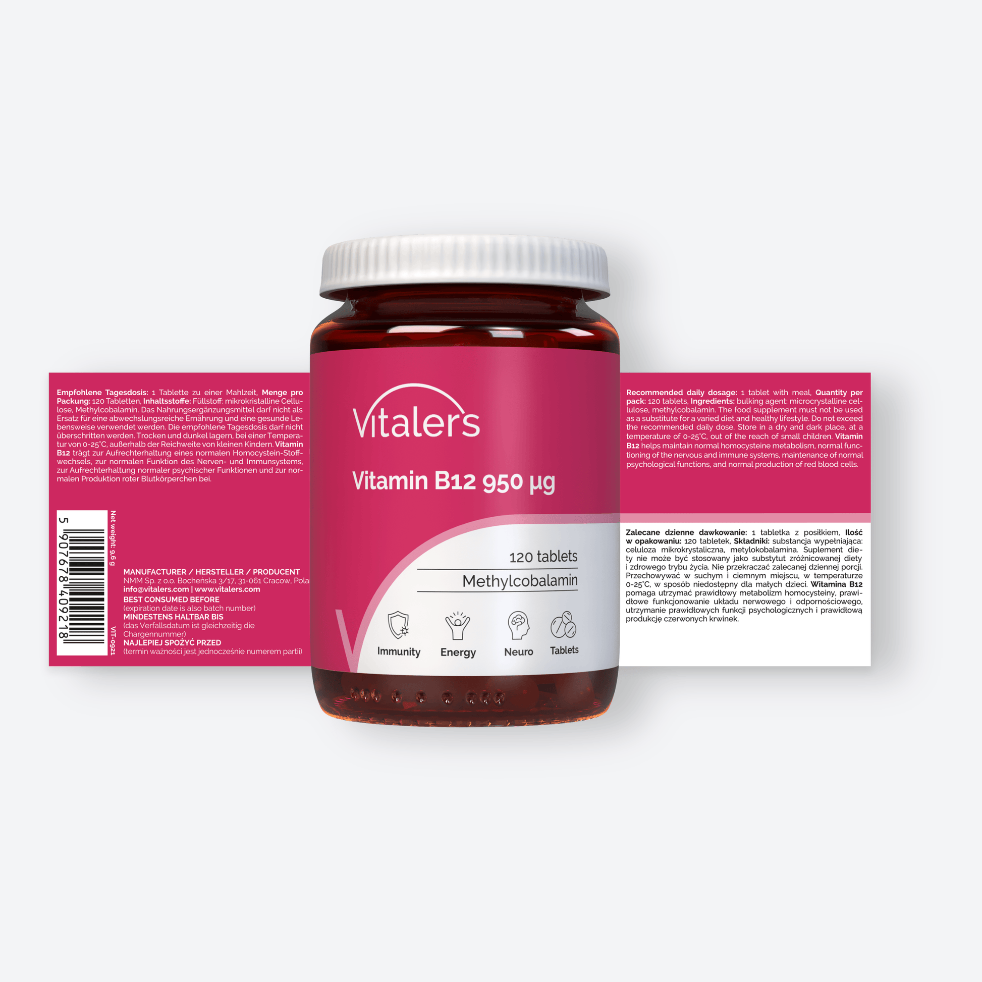 Vitaler's Witaminy Witamina B12 950 μg - 120 tabletek