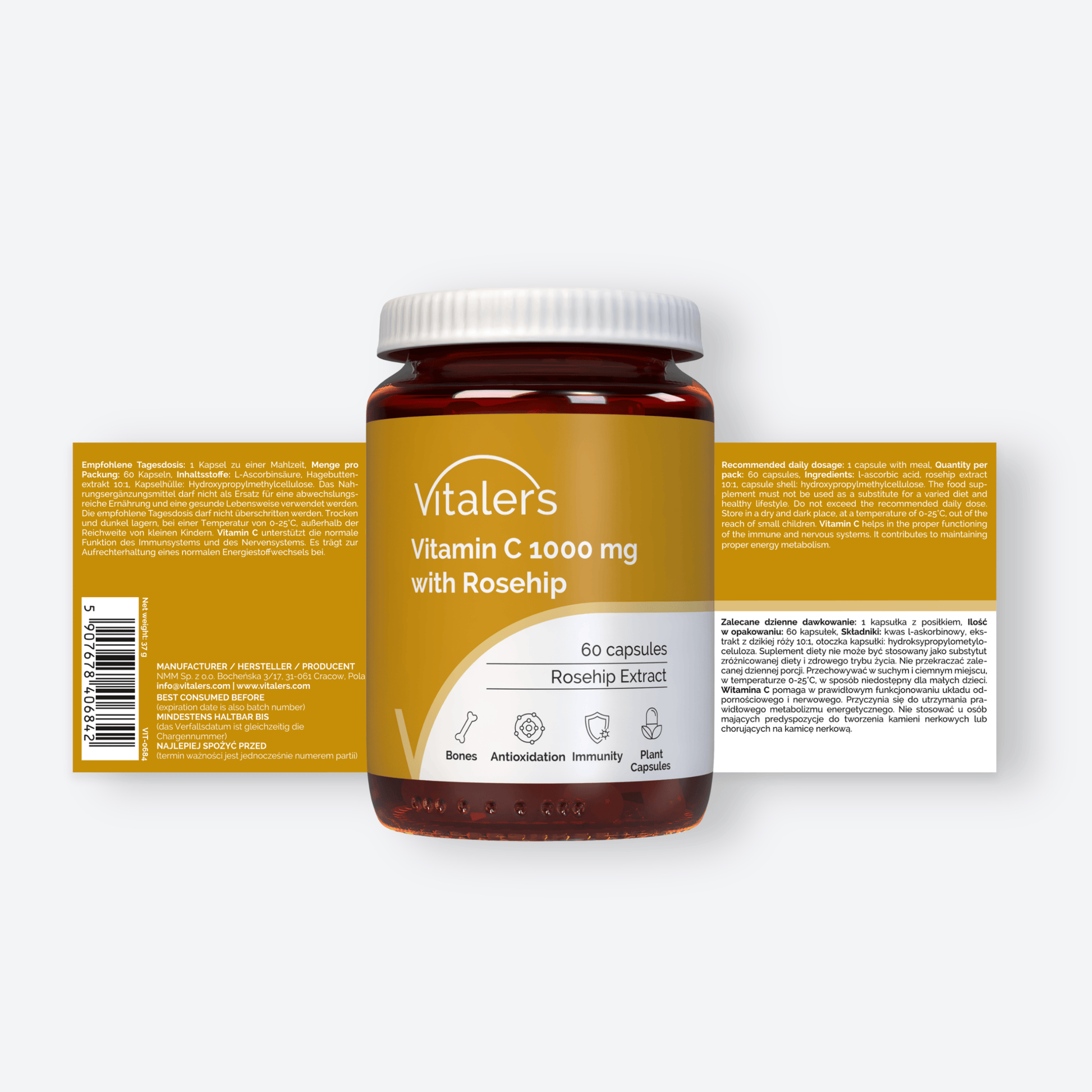Vitaler's Witaminy Witamina C z dziką różą 1000 mg - 60 kapsułek