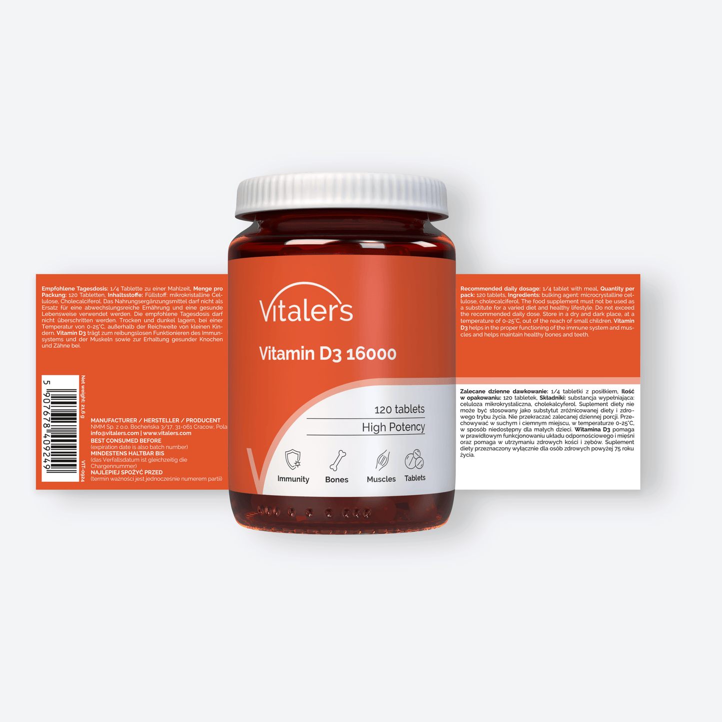 Vitaler's Witaminy Witamina D3 16000 IU - 120 tabletek