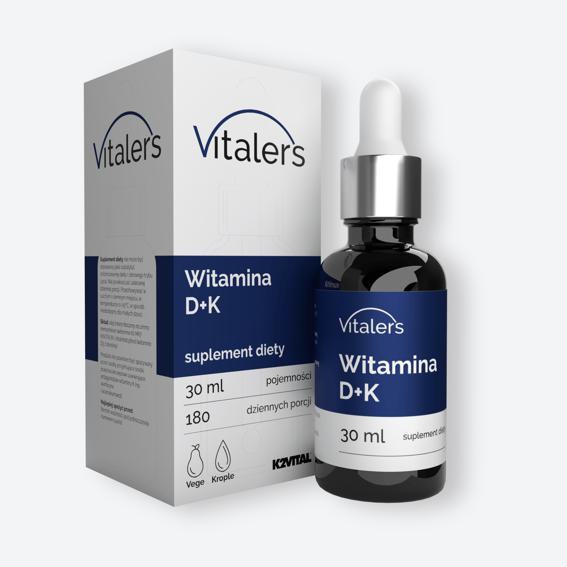 Vitaler's Witaminy Witamina D3 2000 IU + Witamina K2-MK7 75 mcg, krople - 30 ml