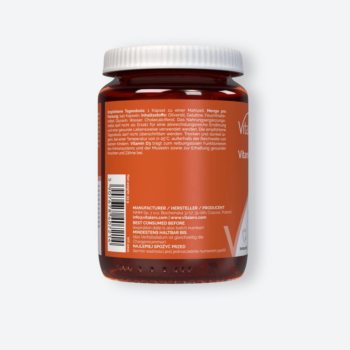 Vitaler's Witaminy Witamina D3 4000 IU - 240 kapsułek