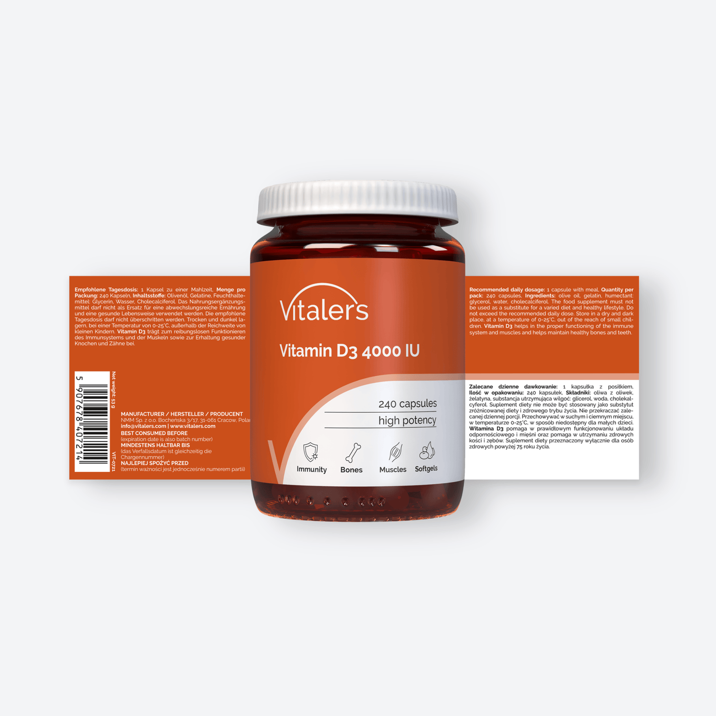 Vitaler's Witaminy Witamina D3 4000 IU - 240 kapsułek