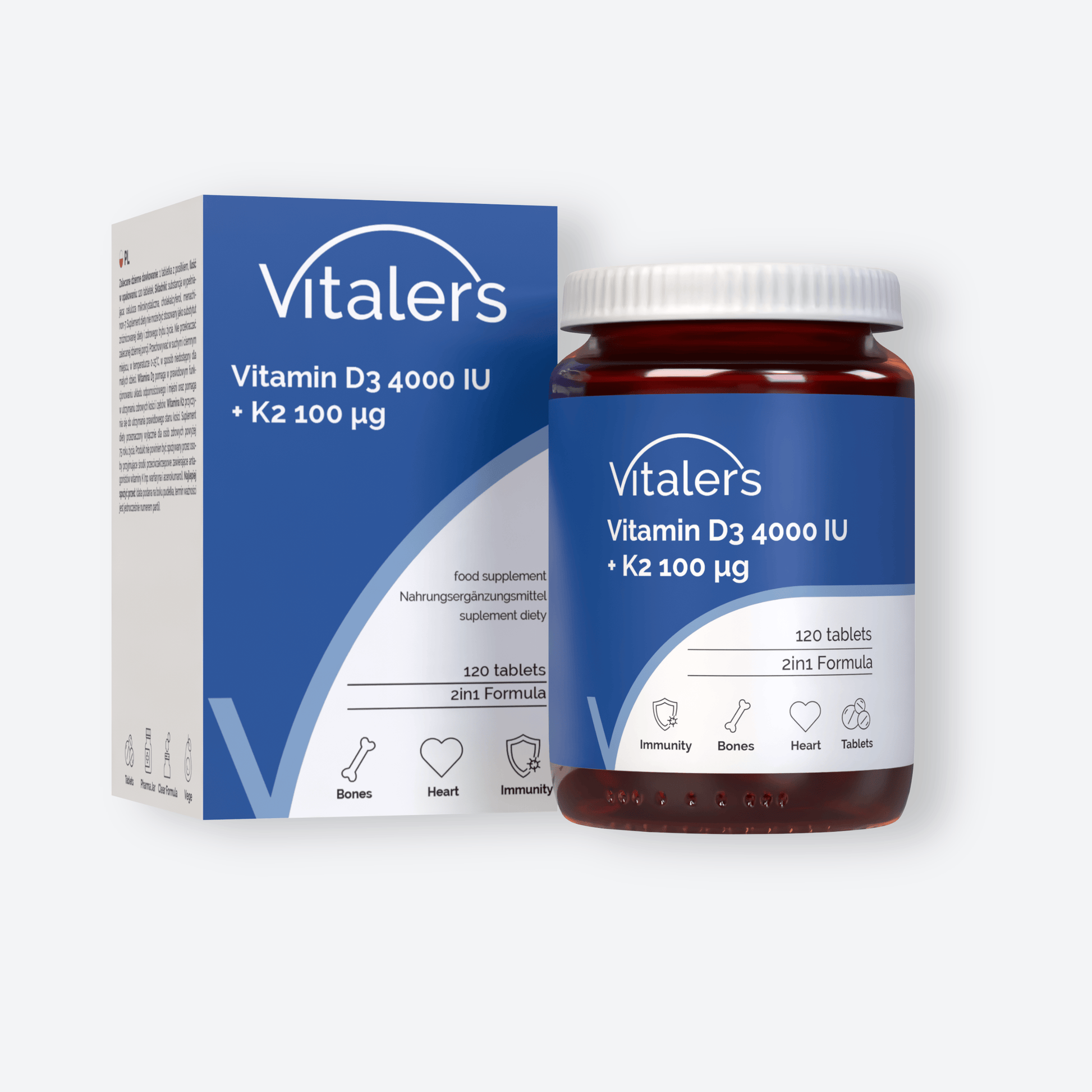 Vitaler's Witaminy Witamina D3 4000 IU + K2 MK-7 100 µg - 120 tabletek