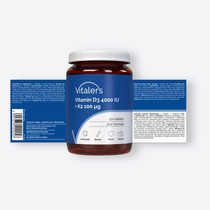 Vitaler's Witaminy Witamina D3 4000 IU + K2 MK-7 100 µg - 120 tabletek