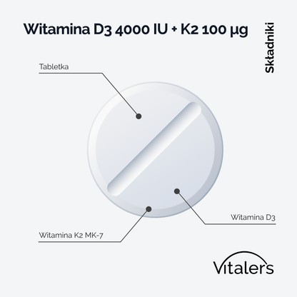 Vitaler's Witaminy Witamina D3 4000 IU + K2 MK-7 100 µg - 120 tabletek