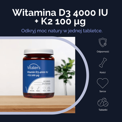 Vitaler's Witaminy Witamina D3 4000 IU + K2 MK-7 100 µg - 120 tabletek