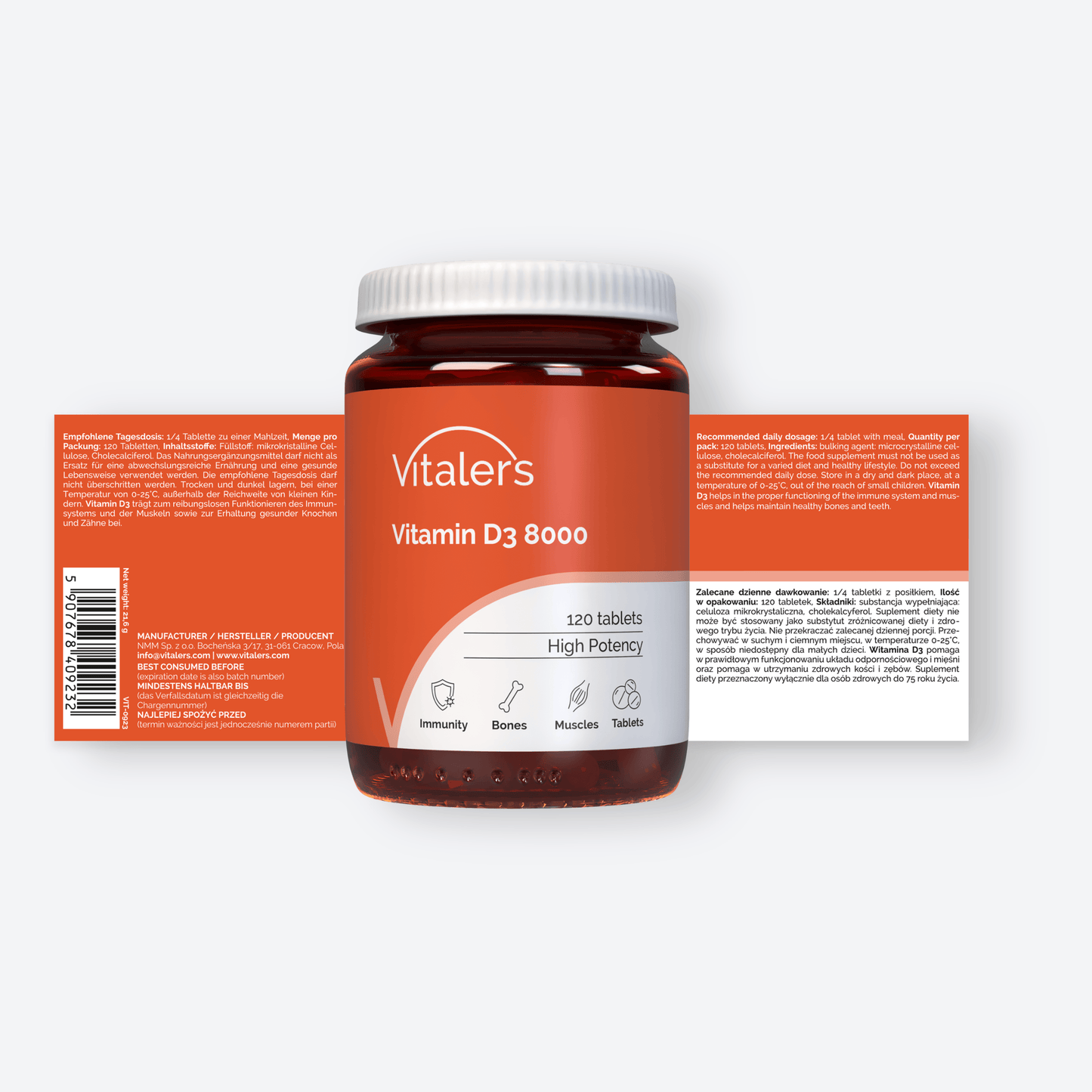 Vitaler's Witaminy Witamina D3 8000 IU - 120 tabletek