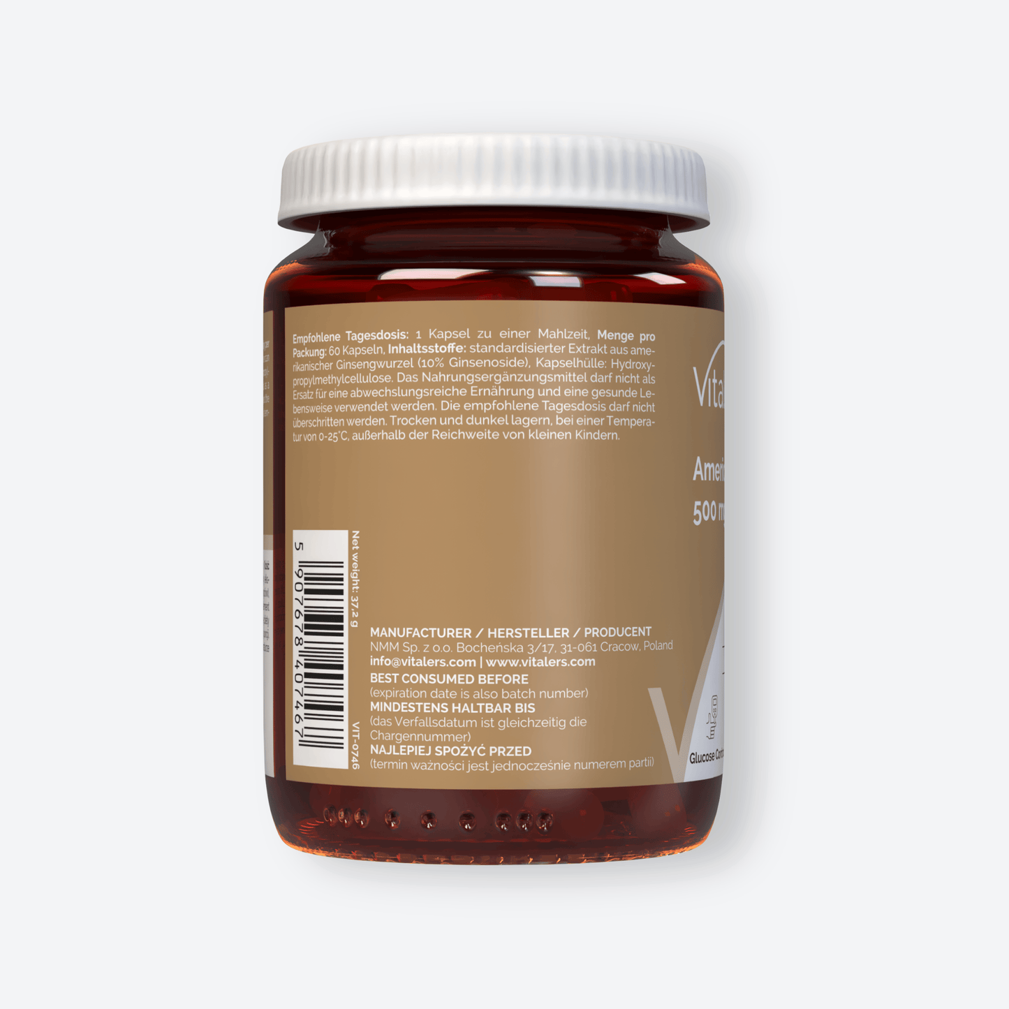 Vitaler's Adaptogeny Żeń-szeń Amerykański 500 mg - 60 kapsułek