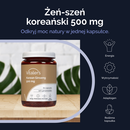 Vitaler's Adaptogeny Żeń-szeń koreański (Panax ginseng) 500 mg - 60 kapsułek