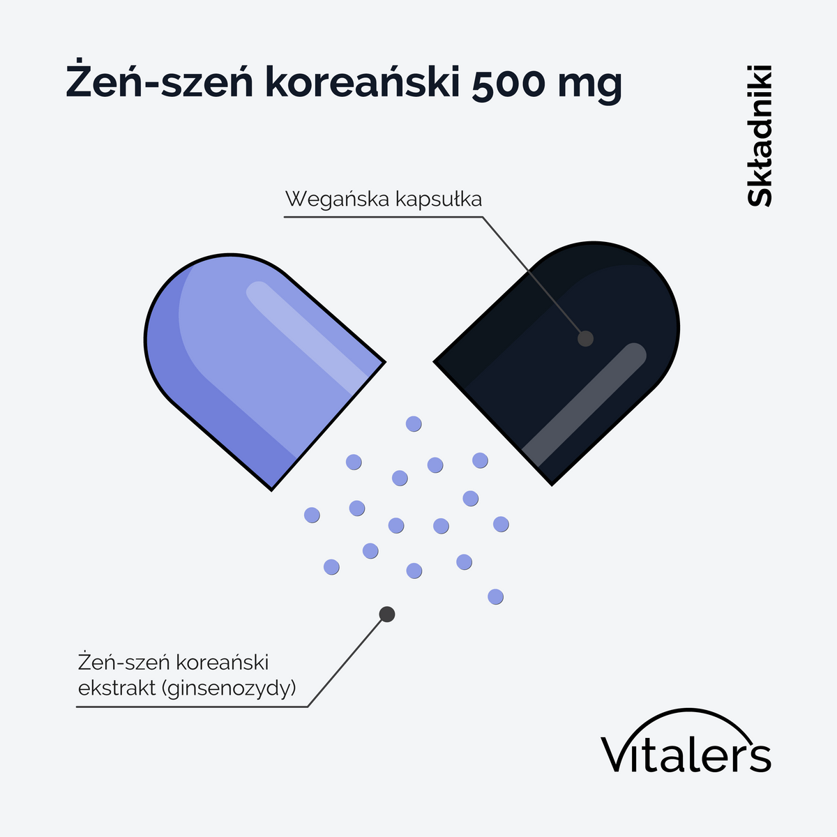 Vitaler's Adaptogeny Żeń-szeń koreański (Panax ginseng) 500 mg - 60 kapsułek