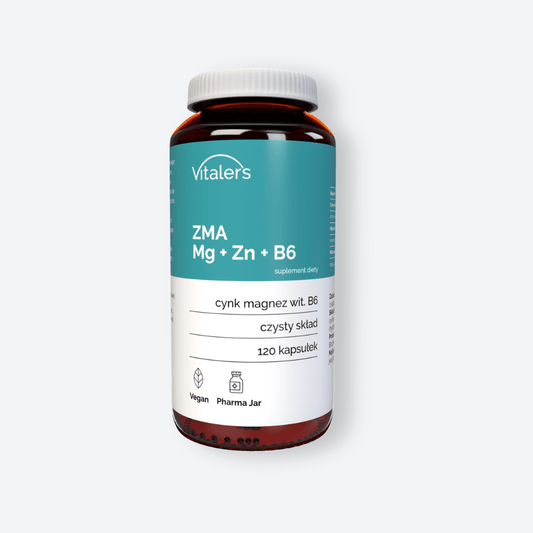 ZMA Magnez 240 mg + Cynk 15 mg + Witamina B6 10 mg - 120 kapsułek