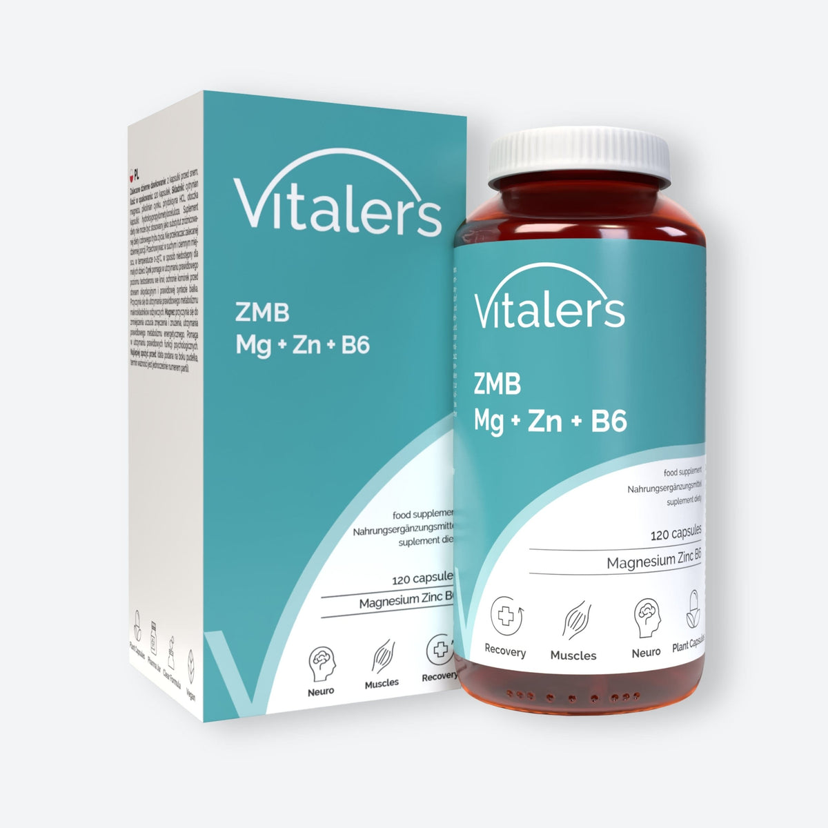 Vitaler's Witaminy ZMB Magnez Cynk Witamina B6 Regeneracja Zmęczenie Vege Vitaler's 120 kaps